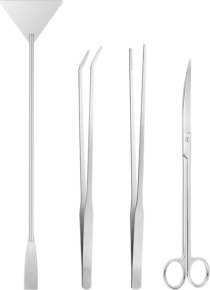 Ohtomber Aquascape Tools Aquarium Kit front view of stainless steel tools.