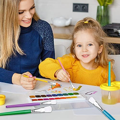 Complete packaging of the YGAOHF 6 count washable flat paint brushes for school projects