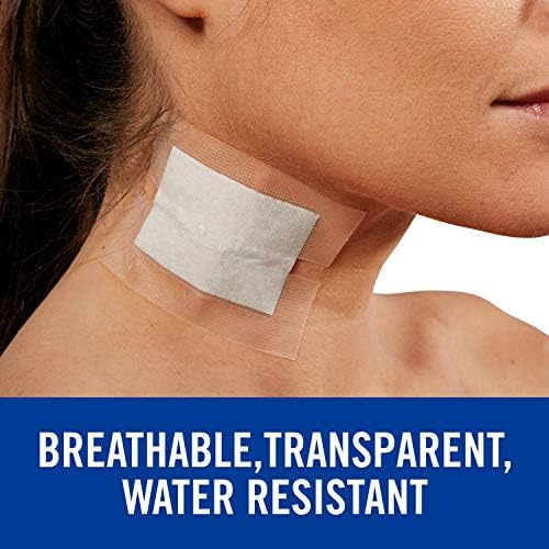 Nexcare transparent medical adhesive tape demonstrating water resistance under running water on skin