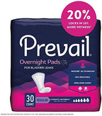 Sixteen inch long Prevail incontinence pads for women displaying the breathable top layer