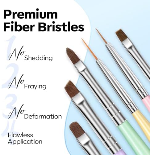 Close up of Modelones nail art brush set bristles and handles