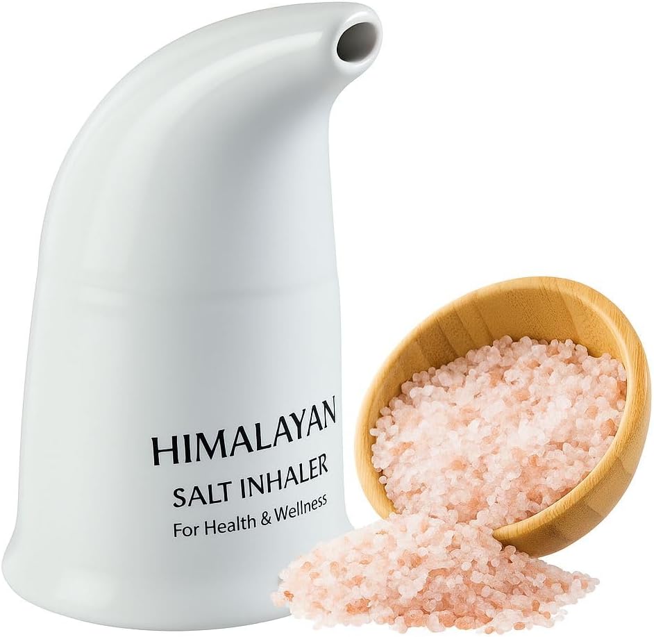 Gleam Himalayan Salt Inhaler front view of white handcrafted ceramic body for natural respiratory therapy