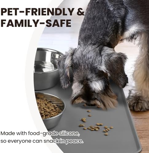 Small grey pet feeding mat for cats and dogs