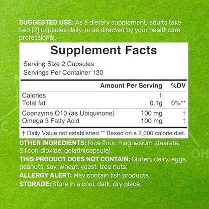 Deal Supplements bioavailable Coenzyme Q10 supplement supplement facts label showing ingredient details.