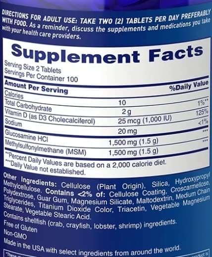 Authentic USA imported Osteo Bi Flex Joint Shield formula label detailing dosage and usage instructions.