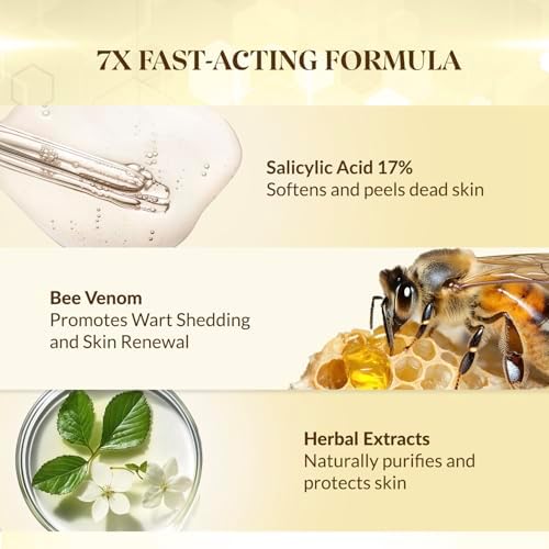 Fast acting wart remover liquid with cotton swab for precise use