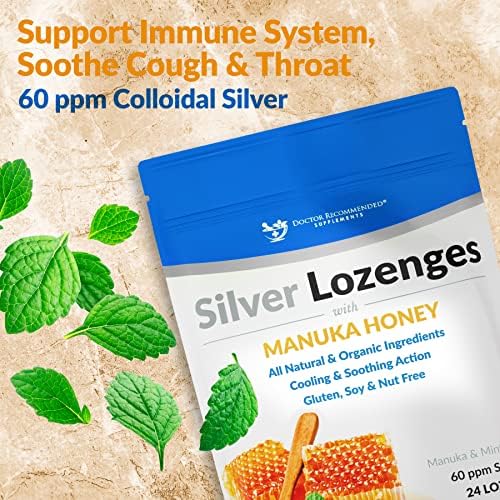Natural mint flavored silver lozenge drops for soothing dry throat discomfort.