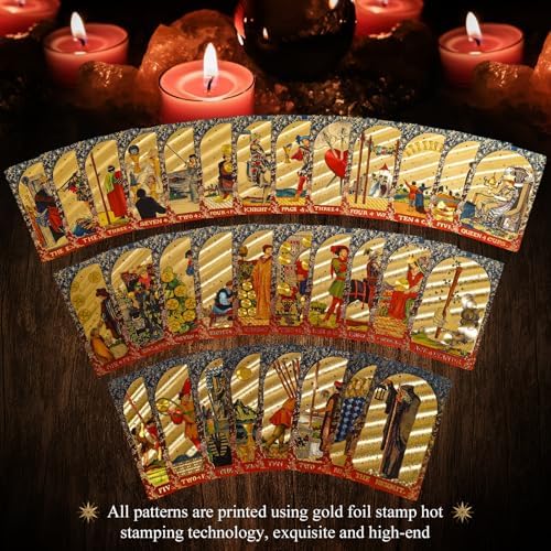 Kiino tarot deck cards spread out showing black matte and gold foil detail
