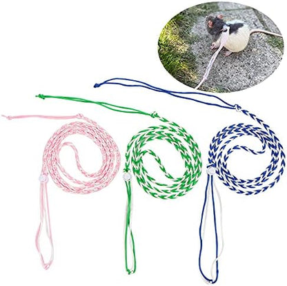 Small animal harness and leash set in three colors