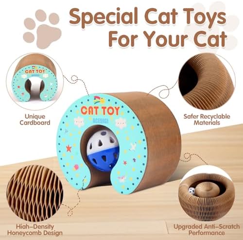 Domestic indoor kitten grinding claws on the durable corrugated paper scratch surface