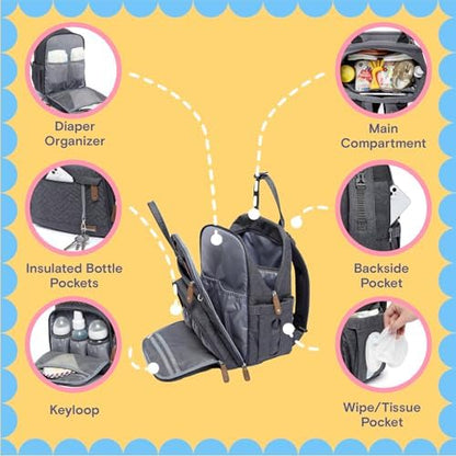 Iniuniu large baby travel pack attached securely to stroller handles using built-in straps