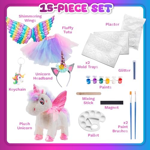 Greenbo unicorn themed birthday activity set for young girls showcasing all three play modes together