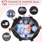 Pritent Diaper Bag Tote attached to stroller using included stroller clips