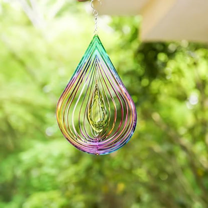 Close up of gradient rainbow finish on metal wind spinner