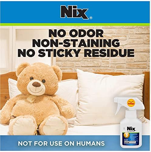 Close up of Nix spray label showing active ingredients for bed bug elimination.
