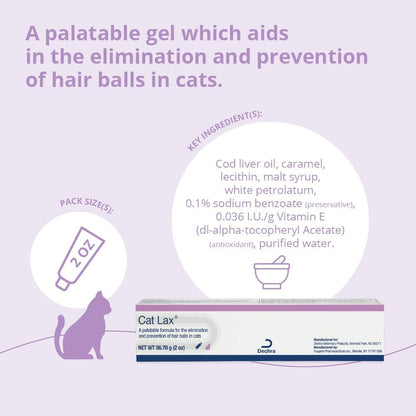 Premium Dechra CatLax oral lubricant gel for cat skin and coat support.