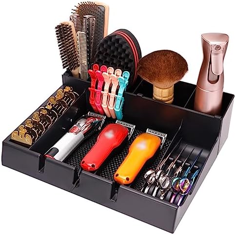 Beatifufu multi compartment barber storage case top angle view revealing notch dimensions
