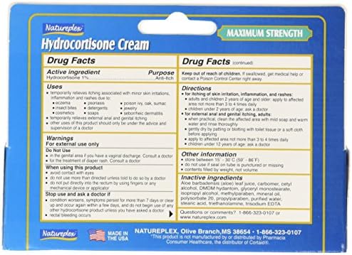 Natureplex anti-itch cream 1 ounce tube with aloe vera ingredients