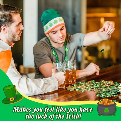 Catephe green lucky coins table scatter decorations for Irish festival