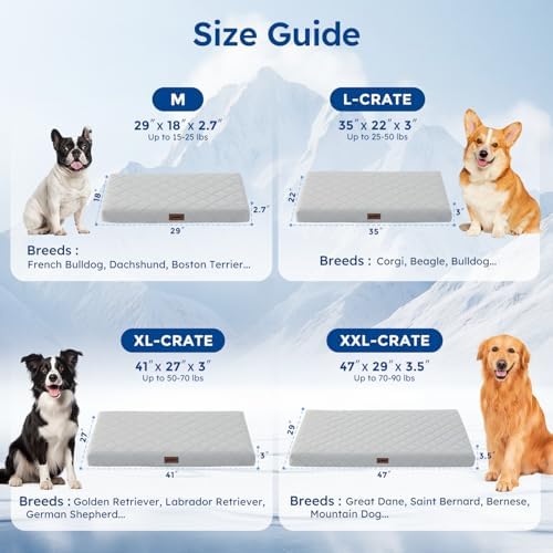 ZOMISIA Cooling Dog Bed for Crate, Q-Max>0.5 Cooling Mat with Removable Washable Cover, Orthopedic Egg Crate Foam Summer Pad for Extra Large Dogs, 41x27 Inch, Grey - Image 3