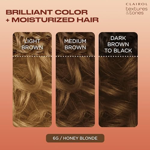 Clairol Textures and Tones Honey Blonde hair dye shade result guide on textured hair