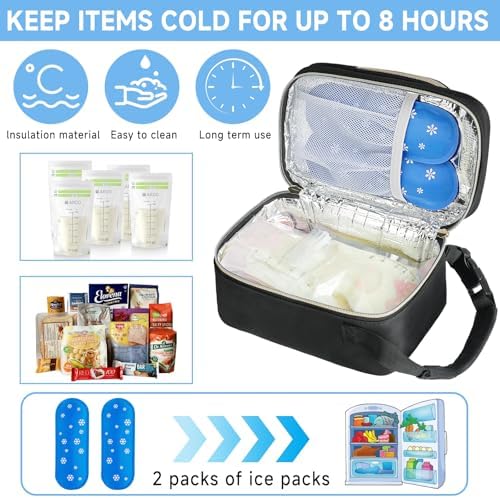 Ziozertt black breastmilk bag open showing insulation