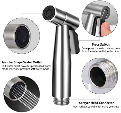 Complete packaging view of the stainless steel baby cloth diaper sprayer set