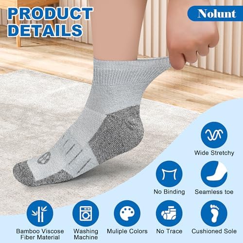 NOLUNT grey and black diabetic socks for neuropathy relief