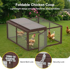 Chicken Coop, Wooden Rabbit Hutch Outdoor Indoor Folding Bunny Cage with Handle Portable Chicken Run with Top & Side Opening Doors Small Animal Playpen No Assembly Pet Poultry Cage for Bunny(Brown) - Image 3