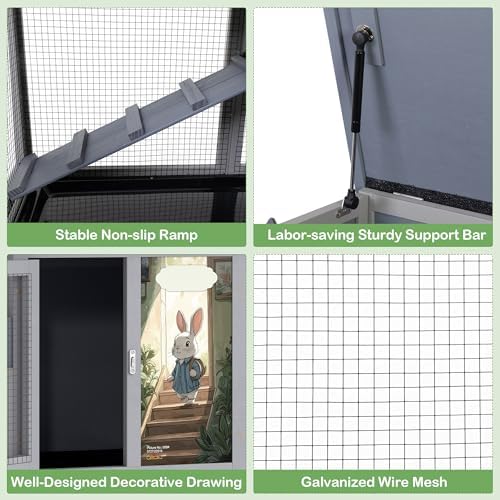 Cozivvovv multi tier rabbit cage side perspective view