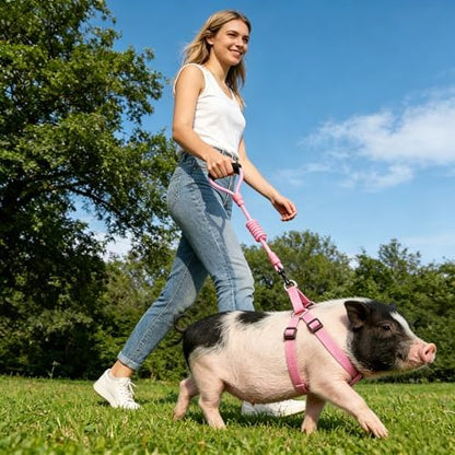 Escape proof pig training gear with rotating stainless steel clip.