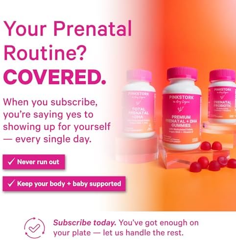 Pink Stork vegan prenatal gummies in a bowl