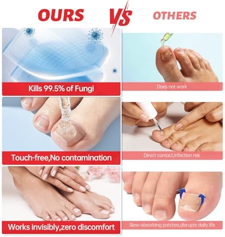Side-by-side comparison of damaged nail versus healthy recovering nail after using QQE extra strength formula.