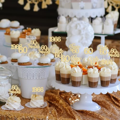 Collection of 30 pieces 60th anniversary cupcake toppers