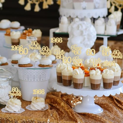 Collection of 30 pieces 60th anniversary cupcake toppers