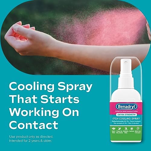 Travel size 2 fluid ounce Benadryl itch spray bottle for first aid kits.