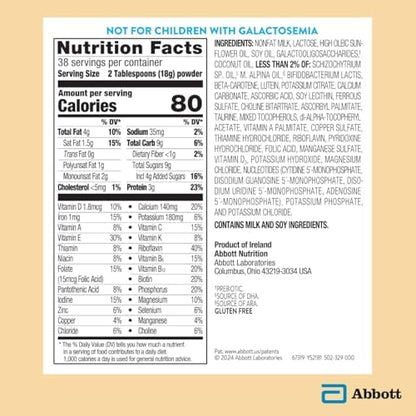 Pure Bliss by Similac milk based powder nutritional information and ingredient label details.