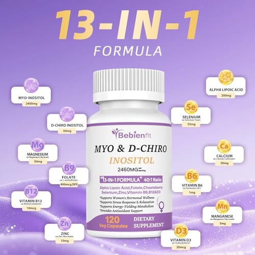 Bebien Fit unflavored 120 vegan capsules bottle highlighting folate and chasteberry benefits