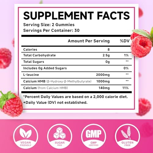 Liqherb Meenccd Hmb And L-Leucine Gummies nutritional facts label