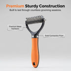 Using grooming brush on long haired dog coat