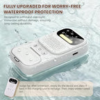 Portable bedwetting alarm receiver showing the 32 feet wireless range connectivity.
