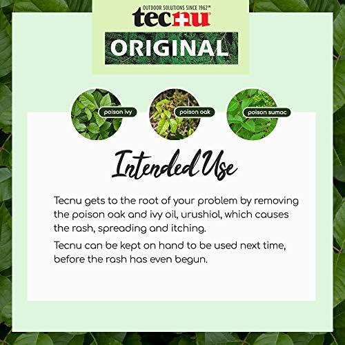 Tecnu Original cleanser bottle showing instructions for poison ivy treatment