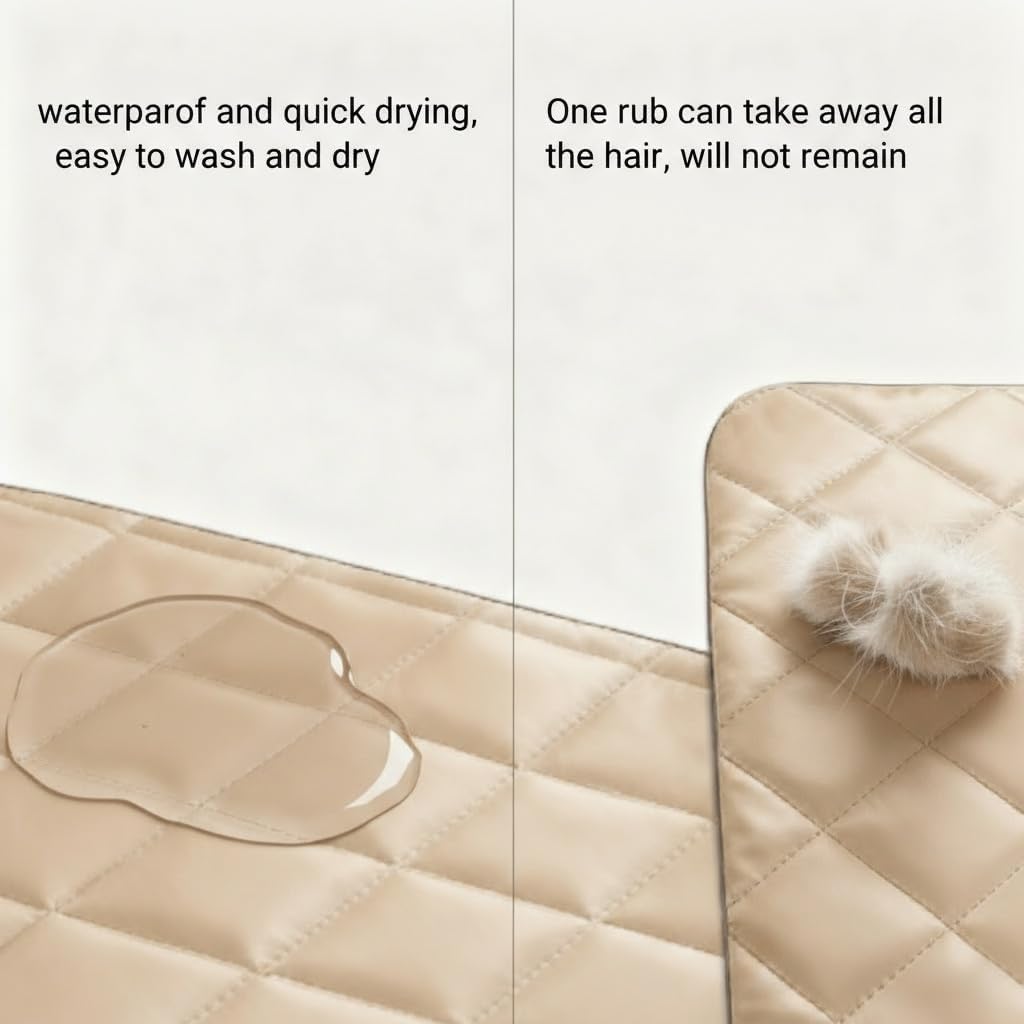 Quilted dog crate pad showing waterproof fabric texture