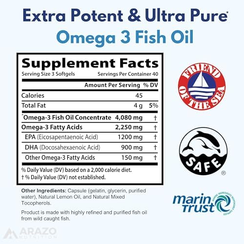 Arazo Nutrition omega 3 purity and certification seal display