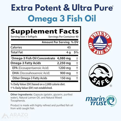 Arazo Nutrition authentic high EPA and DHA fish oil packaging details