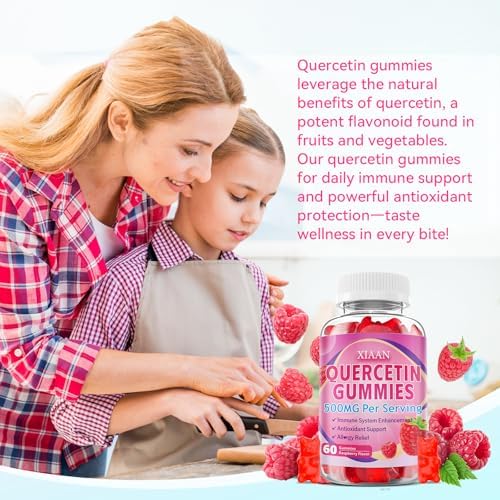 Sealed sixty count plastic bottle of Xiaan quercetin gummies