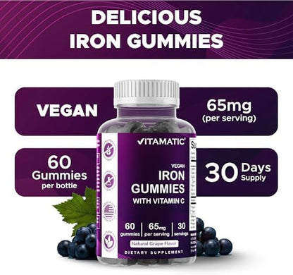 Vitamatic iron supplement pectin based vegan friendly label details