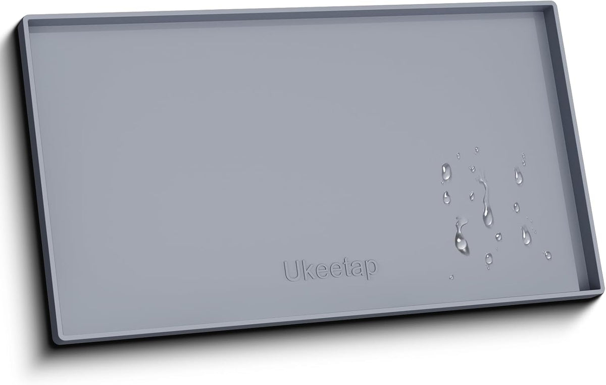 19" x 12" Extra Thick Silicone Mat Waterproof with Raised Edge, Gray - Image 13