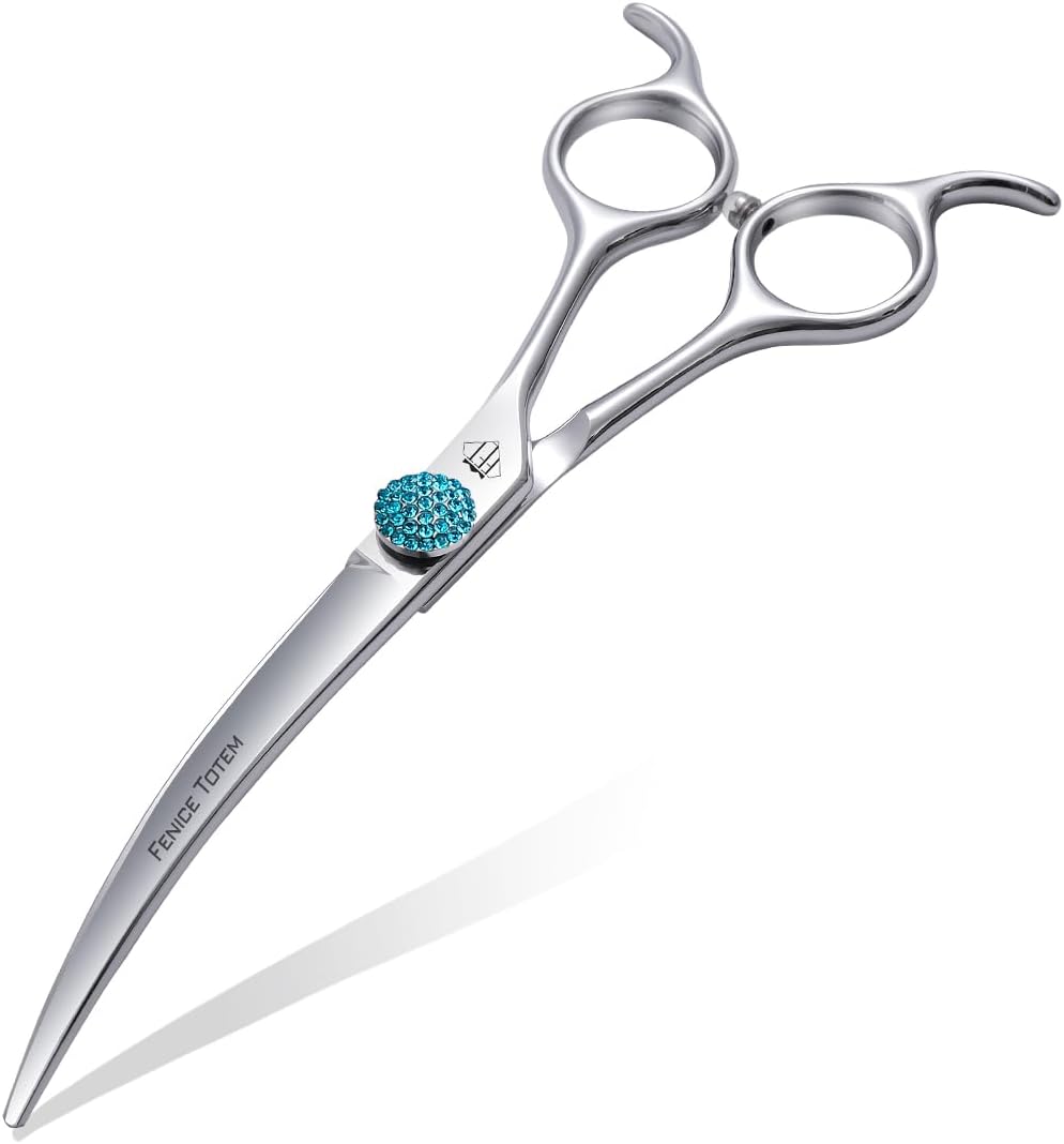 Fenice Totem high hardness pet styling scissors in a premium silver finish.