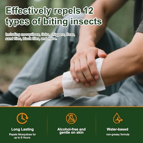 Kirayssa DEET mosquito repellent wipe packet removed from the main box for outdoor travel protection